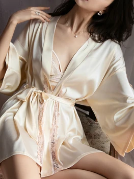 100% Hodváb pyžamo Ženy čipky sexy nightgown šaty šaty z hodvábu pyžamo home service žena jar Sleepwear Nightdress