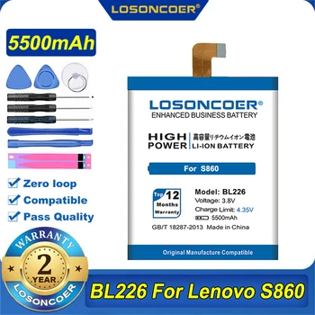 100% Originálne LOSONCOER 5500mAh BL226 Batérie Pre Lenovo S860 Batérie