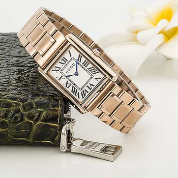 2018 Žien Rectangele Rose Gold Zliatiny Quartz Hodinky GUOU Luxusné Nepremokavé Jednoduché Hodinky pre Ženy, Dámy Gilrs Náramkové hodinky