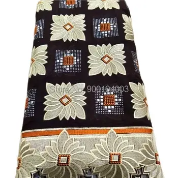 2020 Kávy čipky tkaniny vysokej kvality čipky nigérijský čipky textílie pre ženy šaty afriky bavlna čipky s kamene 5yards za kus