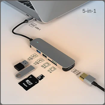 5 - V - 1 Typ-C Dokovacej Stanice, Usb Hub USB 3.0 Notebook Dokovacej Usb c notebooky Rozšírenie Pre Xiao Lenovo Macbook 13 15 Vzduchu