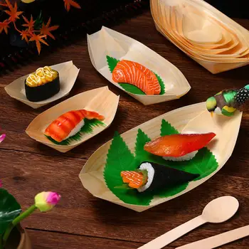 50Pcs Sushi Zásobník pre potravinársky Pohodlné Tvorivé Jednorazové Papierové Lodí Tvar Dezert Snack Štítok Kuchynské potreby