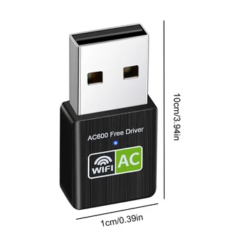 600Mbps USB Sieťová Karta Dual-band WiFi Prijímač s 2.4 G/5.8 G Plug and Play Free Disk Bezdrôtové pripojenie USB Dongle pre Desktop, Notebook