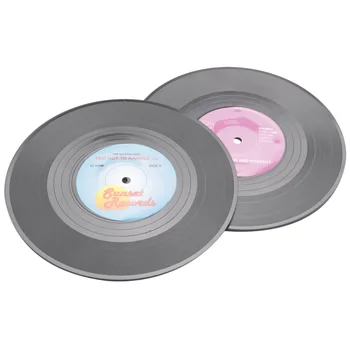 6pieces / Set Spinning Retro Vinylové dosky Piť Tácky