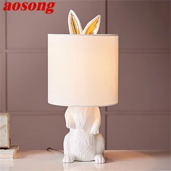 AOSONG Živice stolná Lampa Moderného Kreatívneho White Rabbit Tienidlo LED Stolná Svetlo pre Domáce Obývacia Izba