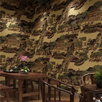 Abstraktných De Parede Čínsky Klasický Čaj Izba Reštaurácia Spálňa Tapety Odrazové Fólie Zlatej Farby Zlata, Starožitné Tapety, Papier Peint