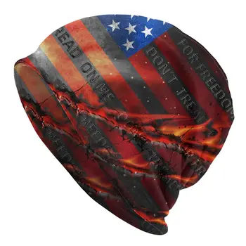 Americká Vlajka Skullies Čiapky Klobúk Móda Jeseň Zima Vonku Unisex Čiapky Dospelých Teplou Termálnou Elastické Kapota Pletený Hat