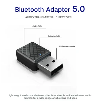 Audio Bezdrôtové Bluetooth Prijímač Vysielač Hudby, USB, BT 5.0 Adaptér pre Počítač Reproduktorov MP3