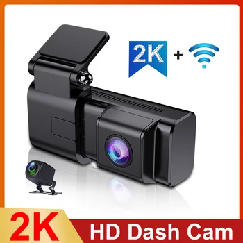 Auto Dashcam 2K+1080P Duálne Nahrávanie, WiFi, Mobilné Aplikácie, Duálny Objektív Auto Dash Cam Video Rekordér DVR