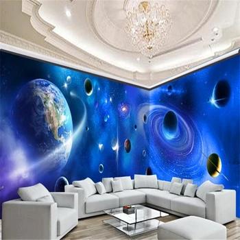 Beibehang Foto Tapety 3D Obývacia Izba Pozadí nástenná maľba Zdobia Vesmír, Planéta Tapety na steny 3d abstraktných de parede