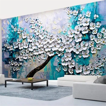 Beibehang Vlastné 3d obrie nástenná maľba biela fortune tree oil maľby, tapety obývacia izba dekoratívne maľby nástenné papiere domova