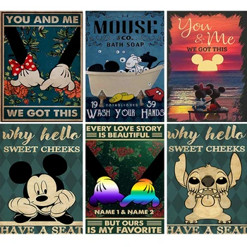 Disney Karikatúry Diamond Maľovanie Lilo & Stitch Full Round-Diamond Výšivky Mickey Mouse, Minnie Wall Art Domova