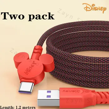 Disney Mickey Minnie Rýchle Nabíjanie Kábel, Typ-c Prenosu USB Nylon Tkanie Linka pre Huawei, Samsung Mobilný Telefón iPhone