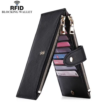 Dámske Peňaženky RFID Peniaze Klipy Blokovanie Bifold Multi Card Prípade Peňaženka s Vrecká na Zips, Dámske Kožené Vrecko na Peňaženku
