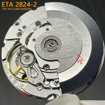 ETA 2824-2 V8 Klon Mechanického Pohybu s Vysokou Presnosťou Mod Automatického Mechanizmu 2824 Dátum na 3 Hodín Lettered Značka Rotor/Doska
