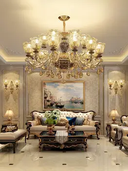 Francúzsky luxus krištáľový luster obývacia izba, spálňa lampa atmosféru minimalistický keramické spálňa krištáľové lampy villa lampa schodisko