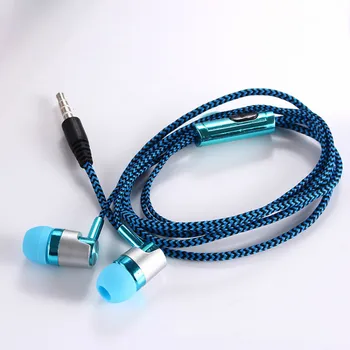 H-169 3,5 mm MP3, MP4 Elektroinštalácie Subwoofer Pletená Šnúra, Universal Music Slúchadlá s Pšenica Drôt Kontroly(modrá)