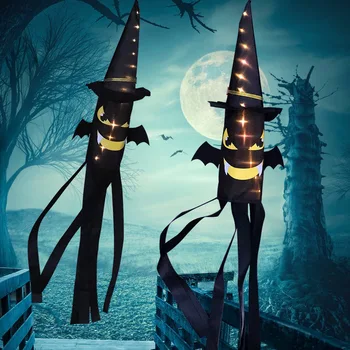 Halloween Ghost Kostra Bat Tekvica LED Windsocks Zavesenie Dekorácií pre Domáce Vnútorné Vonkajšie Dvore Vlajka Vietor Ponožky Strana Dodávky