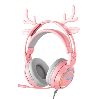 Hráčsky Headset Pre PS5 Slúchadlá s Mikrofónom HiFi Stereo Bass Mačka Uši RGB Black Pink Dievčatá Prilba pre PC, Notebook, Telefón Xbox
