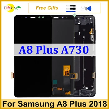 LCD Samsung Galaxy A8 Plus 2018 A730 Displej Dotykový Displej SM-A730F Digitalizátorom. Panel Montáž Náhradný Telefón Opravy Testované