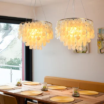 LED prívesok na čítanie Luxusné Nordic Tvorivé Shell pre Reštaurácia Obývacia Izba Domova Zariadenie Gold zavesiť svetlo lesk moderne luxe