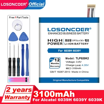 LOSONCOER 3100mAh TLp020K2 Batérie Pre Alcatel One Touch 6039H 6039Y 6039K Batériu Mobilného Telefónu