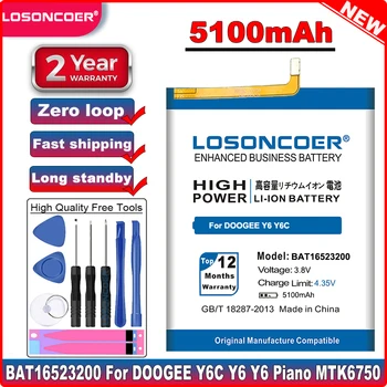 LOSONCOER 5100mAh BAT16523200 Batérie Pre DOOGEE Y6 Y6C Y6 Klavír MTK6750 Octa-Core