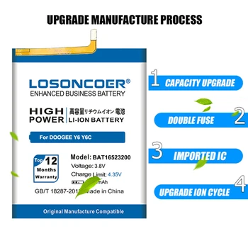 LOSONCOER 5100mAh BAT16523200 Batérie Pre DOOGEE Y6 Y6C Y6 Klavír MTK6750 Octa-Core
