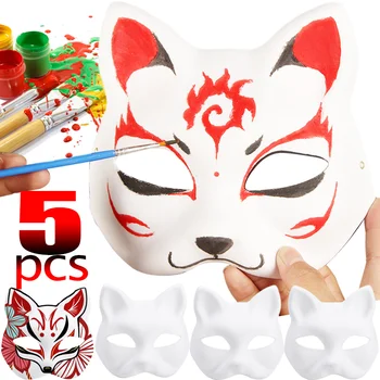 Líšky Maska Japonský Cosplay Rave DIY Ručne Maľované Anime Démon Vrah Polovicu Tváre Mačka Masky Festival Strany Cosplay Rekvizity Halloween