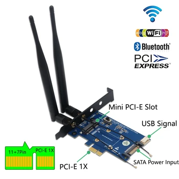 Mini PCI-E slot karty PCI Express PCI-E 1x Adaptér S SIM karta, Slot pre WiFi a 3G/4G/LTE karty