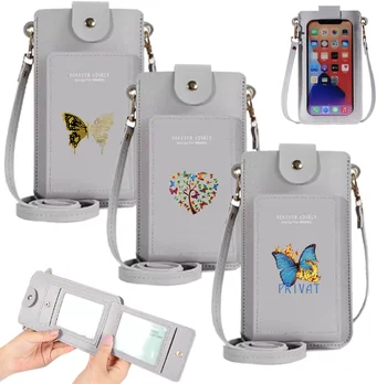Motýľ Série Tlač Mini Crossbody Tašky Telefón V Kabelke Držiteľov Karty Módne Ženy Ramenný Messenger Taška Peňaženky, Kožené Kabelky