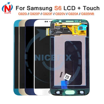 Pre Samsung galaxy S6 G920F G920i G920P G920V G920A G920W8 lcd displej dotykový displej digitalizátorom. montáž pre samsung s6 lcd