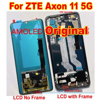 Pôvodné AMOLED Sklo Senzor Pre ZTE Axon 11 5G LCD Displej Dotykový Panel Obrazovky Digitalizátorom. Montáž + Rám Telefónu Pantalla Časti