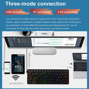 REDRAGON Elise Pro K624P RGB Super slim Mechanical Gaming Keyboard USB, Podpora Bluetooth wireless 2.4 G 63 Tlačidlá pre Výpočet PC