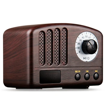 Retro Rádio - Prenosný Reproduktor Klasický Retro Štýl Mini Veľkosť Bluetooth Reproduktor s FM Rádio(Drevo Farba)