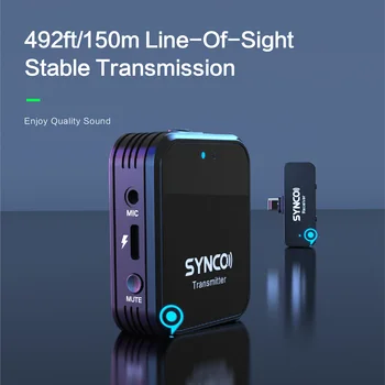 SYNCO G1 T L G1L G1T Bezdrôtový Lavalier Mikrofón Systém Pre iPhone Android Smartphone Typu C Lightning mic Video Nahrávanie Live