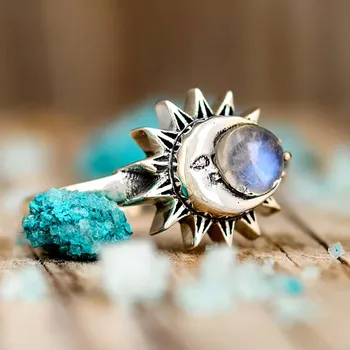 Staroveké grécke Slnko, Mesiac Ľudskú Tvár Prst Krúžky Vintage Osobné Vystupoval Krúžok Strany Darček Šperky dámske Príslušenstvo