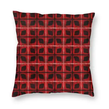 Tmavé Goth Červená Kockovaný Vzor Vankúš 40x40cm Geometrické Tartan Velvet Luxusný Vankúš pre Auto Gauč