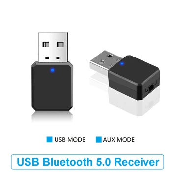 USB Bluetooth 5.0 Prijímač Bezdrôtového Adaptéra Hudby, Reproduktory, Mikrofón s 3,5 mm AUX Auto Bluetooth Prijímač Stereo Audio Adaptér