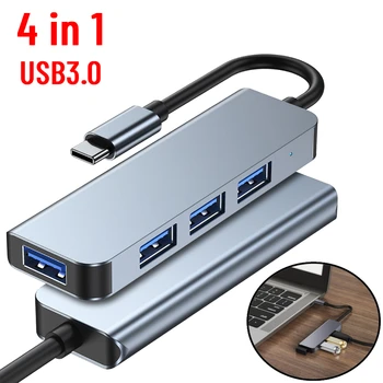 USB3.0 Hub 4 v 1 Typ C Multi Splitter Adaptér 5Gbps Rýchly Prenos Expander pre Tablet iPad, Macbook PC Príslušenstvo