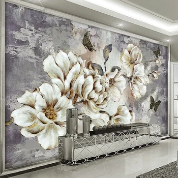 Vlastné Európskej Vinobranie Ručne maľované Kvety Spálňa Pozadí nástennú maľbu, Tapety Abstraktných De Parede Home 3D Dekoratívne Tapety Fresco