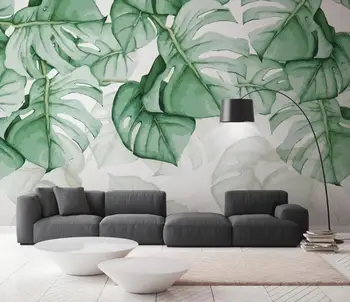 Vlastné tapetu ručne maľované korytnačka shell späť tropických rastlín pozadí stene obývacej izby, spálne, 3d tapety