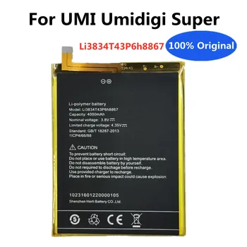 Vysoká Kvalita 4000mAh Pôvodné Li3834T43P6H8867 Batérie Pre UMI UMIDIGI Super & MAX Nahradenie Chytrý Mobilný Telefón kontakty batérie