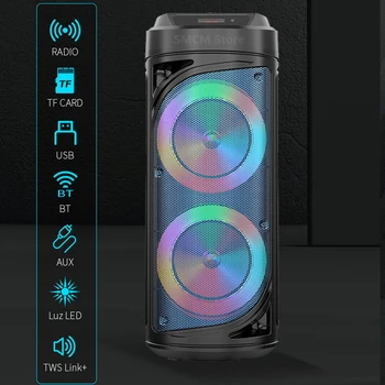Vysoký Výkon Prenosné Vonkajšie Strany Bluetooth Reproduktor Bezdrôtový Stĺpec Subwoofer Rodiny Karaoke Audio, Mikrofón, FM Rádio, USB