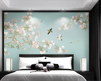 beibehang Begonia Kvety Nová Čínska Ručne maľované Starostlivé Kvety a Vtáky Stenu Dekoratívne Maľby Vlastnú Tapetu 3D