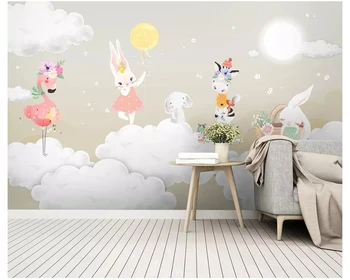 beibehang Moderné hodvábnej látky 3d tapeta Nordic jednoduché, elegantné módne vzduchu balón bunny detskej izby stenu papiere domova