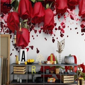 beibehang Moderné jednoduché červené ruže romantický teplé svadobné izba pozadí steny veľké vlastnú tapetu nástenné maľby