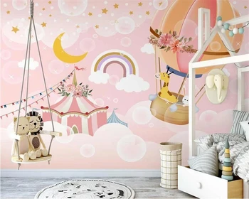 beibehang Prispôsobiť abstraktných de parede nové nordic ručne maľované teplovzdušný balón malých zvierat detskej izbe tapety pozadia