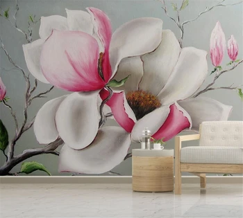 beibehang Prispôsobiť tapetu moderný minimalistický ručne maľované módne kvet magnólie obývacia izba pozadí dekorácie