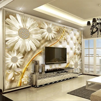 wellyu Prispôsobené veľké nástenné 3d tapety transparentné kvet luxusné šperky obývacej izby, spálne, pozadie, wallpaper